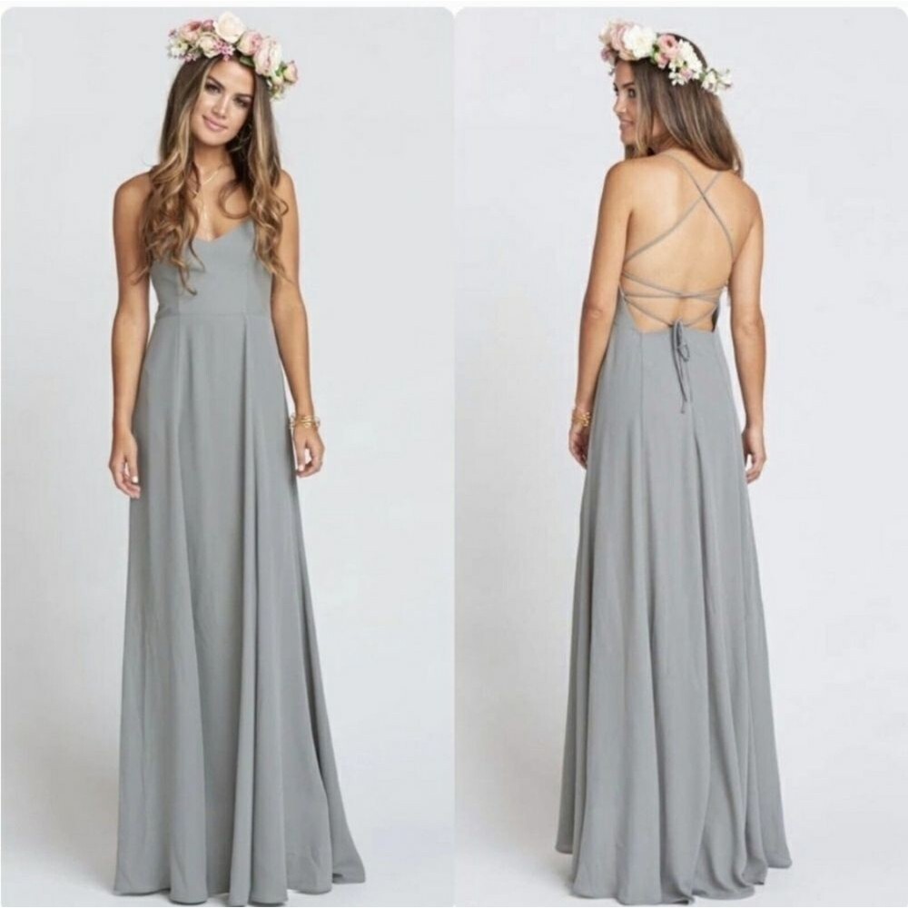 Show Me Your Mumu Godshaw Goddess Gown Soft Charcoal Bridesmaid Dress Prom Large